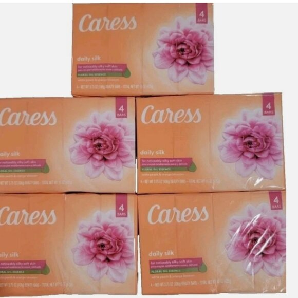 20 Caress Daily Silk Bar Soap Floral Oil - 5X 4ct ORANGE Package Original - Picture 1 of 1